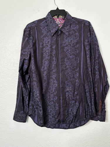 Robert Graham Shirt Men XL Multicolor Paisley Embroidered Flip-Cuff Long Sleeve