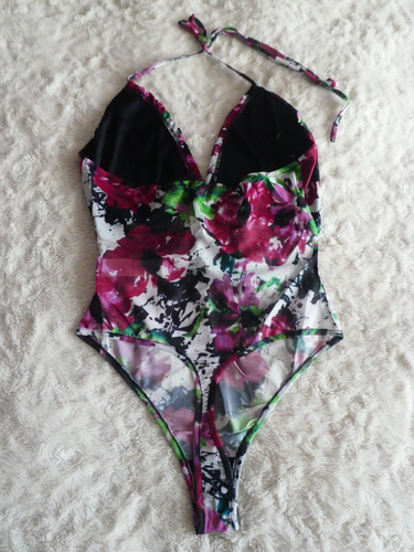 NaaNaa Ladies Pink Floral Cut Out Mesh Thong Bodysuit Top - Size 8 BNWT - Picture 11 of 14