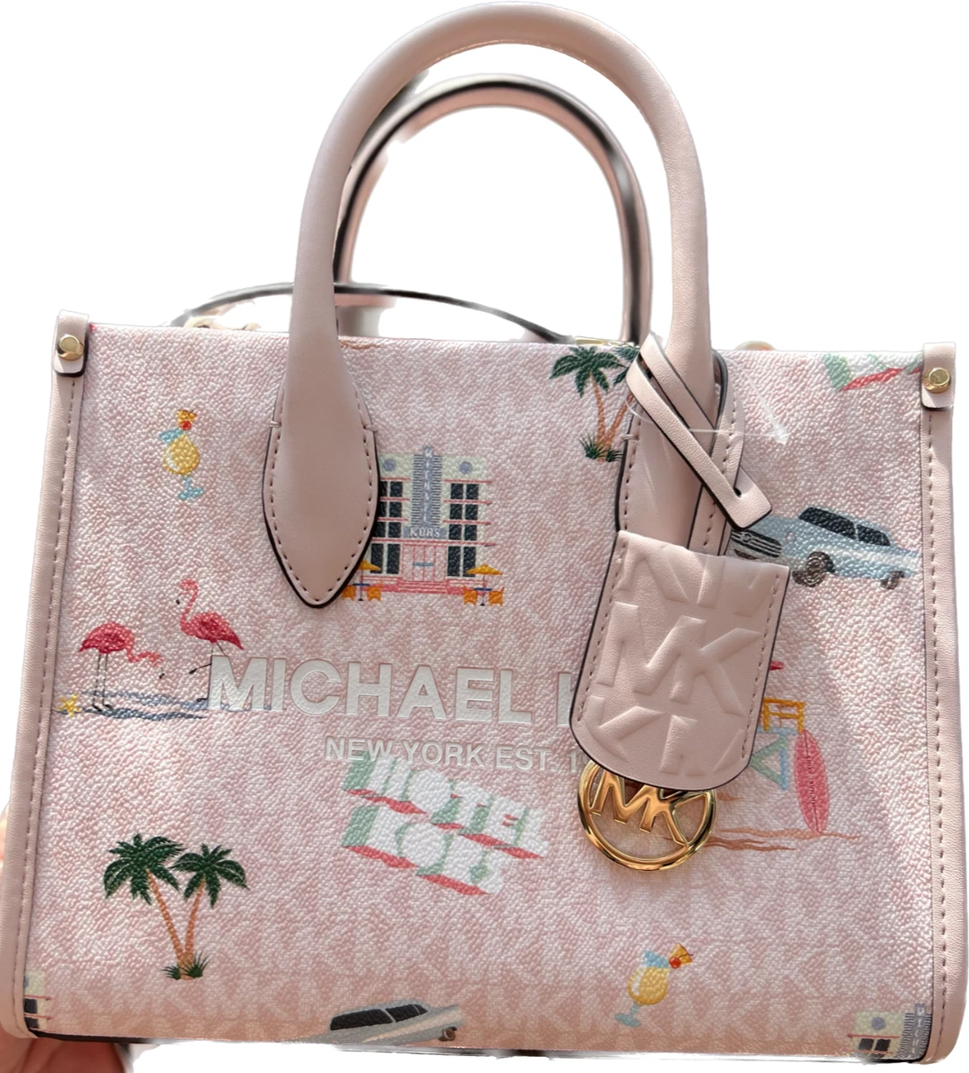 Michael Kors Mirella Small Shopper Top Zip Crossbody Bag Powder