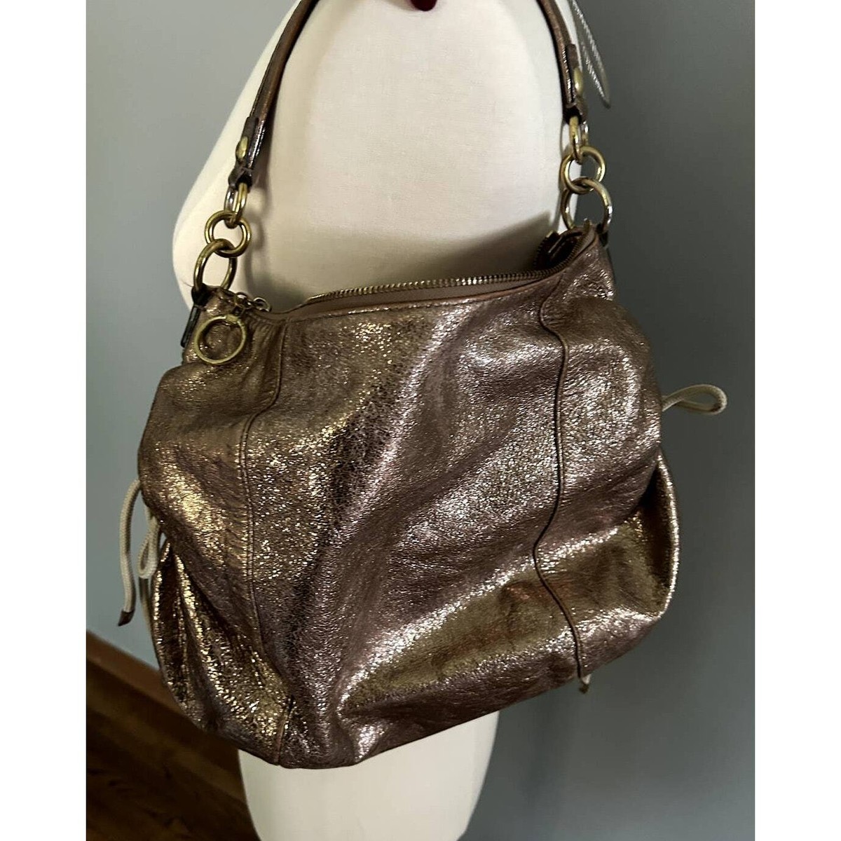 Coach Poppy Metallic Gold Leather Jazzy Hobo Purse (Style Coach Poppy Metallic Gold Leather Jazzy Hobo Purse (Style