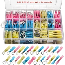 260pcs Waterproof  Wire Connectors Heat Shrink Crimp Electrical Butt Terminals