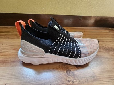 Nike React Phantom Run Flyknit 2 Running Shoes Mens 8 Black Orange DQ7647-001