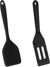 2 Pieces Mini Silicone Spatula, Nonstick Serve 21*5.5cm, Black 