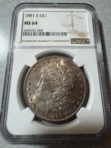 1881-S  1$ Morgan Silver Dollar NGC Certified MS64 **Natural Bronzed Toning**