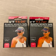 KT Tape Strips Pink Original Cotton Breathable Fabric  20 Strips 2 Boxes