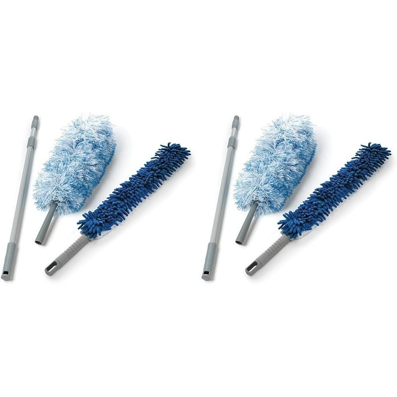Dual Action Microfiber Duster Set Extendable Hand Duster Cobwebs Deep Cleaning