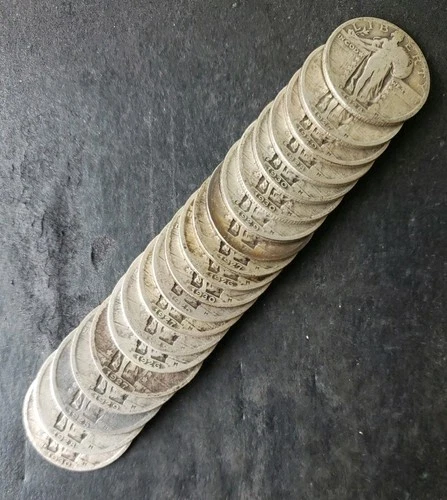 Lot of 20 25c Standing Liberty Silver Quarter Dollars with Dates