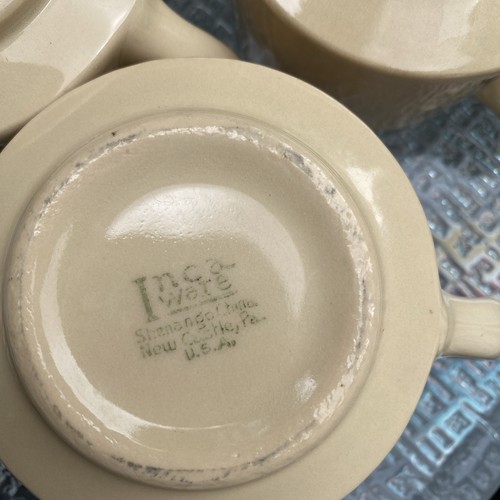 Lot Of 23 Shenango Incaware Tan Stackable Mugs Vintage Restraunt Diner Beige PA - Picture 18 of 24