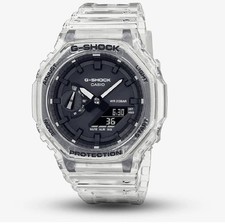 Casio G-Shock GA-2100SKE-7A Analog Digital Black Dial  Clear Resin Band