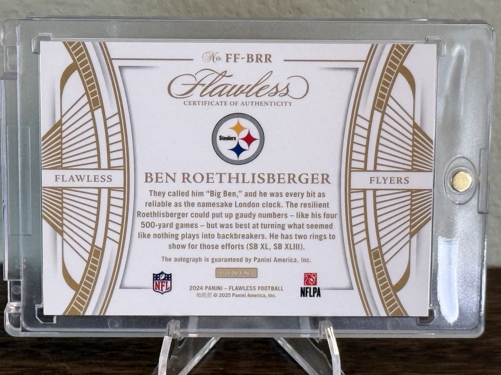 Panini 2025 Flawless Flyers Ben Roethlisberger Auto Steelers #11/20 view 4