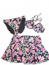 Victoria's Secret Floral 3 Piece Bikini Swimsuit Set M. Top Is 34C