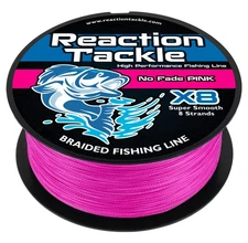 Reaction Tackle High Performance Braided Fishing Line - X8 No Fade Pink