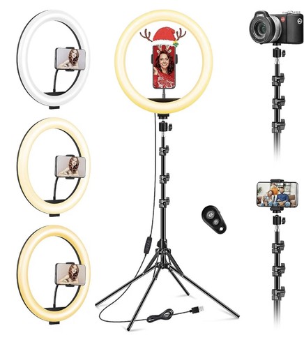 12" LED Ring Light with Stand for YouTube Tiktok Makeup Video Live Phone Selfie
