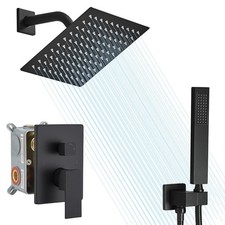 Shower Faucet Set Rain Shower System Matte Black with High Pressure 8-Inch Sh...