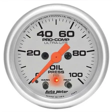 Autometer 4352 Ultra-Lite Oil Pressure Gauge, 2-1/16", 100 PSI, Digital Stepper
