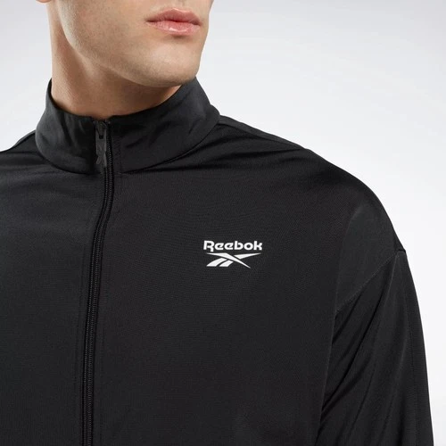 Reebok Mens Regular fit Track Jacket Coat Size M Black Solid MSRP $50 Black image 7