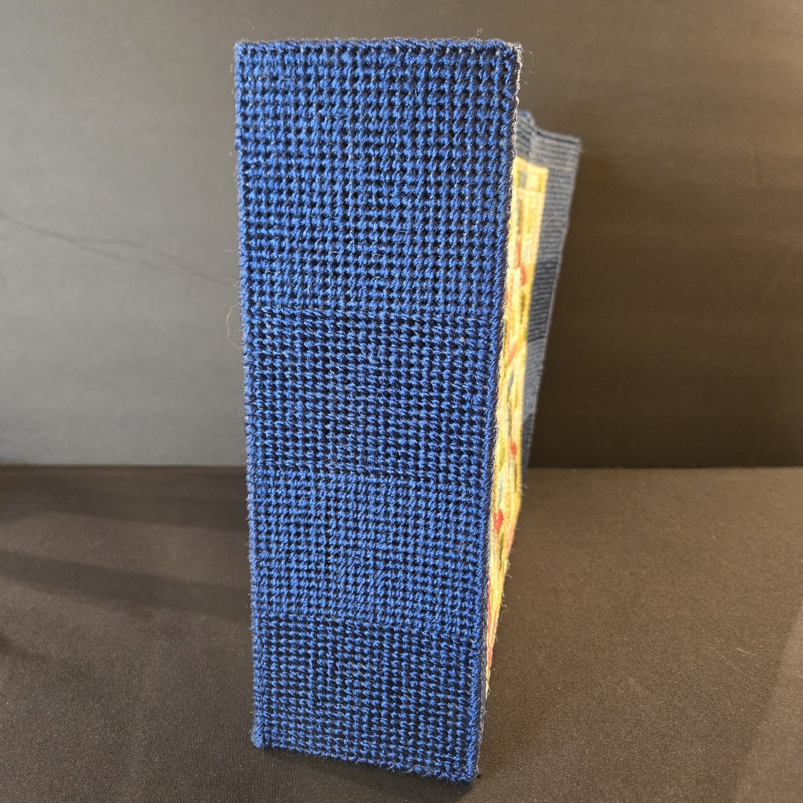 Vintage Needlepoint Patchwork Blue Tote Grannycor… - image 3