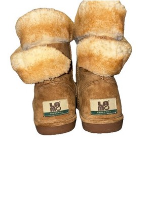 Shearling LAMO Essential Tan Suede Fur Trim, Ladies Winter Boot, Women's size 8