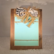 Decorative Wooden Plaque Rustic Letter M Bow Aqua Brown Gold Freestanding Medium