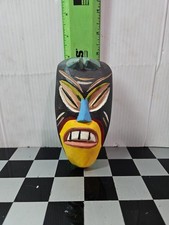 Hand Carved And Painted 6" Tribal Mask Folk Art Tiki Culture