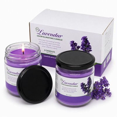FPN Odor Eliminating Candles Jars Scented Soyawax Candle Lavender Scent 2 Pcs