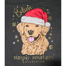Simply Southern Collection Women's Size M Long Sleeve T-Shirt Christmas Dog NWOT