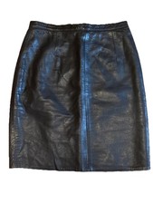 Vintage VARi ZIONI 1990s Blac Leather Pencil Skirt 12 ITALY Butter Soft 