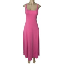 Old Navy Dress Women XL Pink Ribbed Knit Sleeveless Maxi Scoop Neck