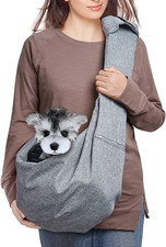 Dog Cat Sling Carrier Adjustable Padded Shoulder Strap with Mesh Pocket for Outd