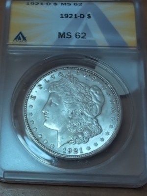 1921 D Morgan ANACS grade MS 62
