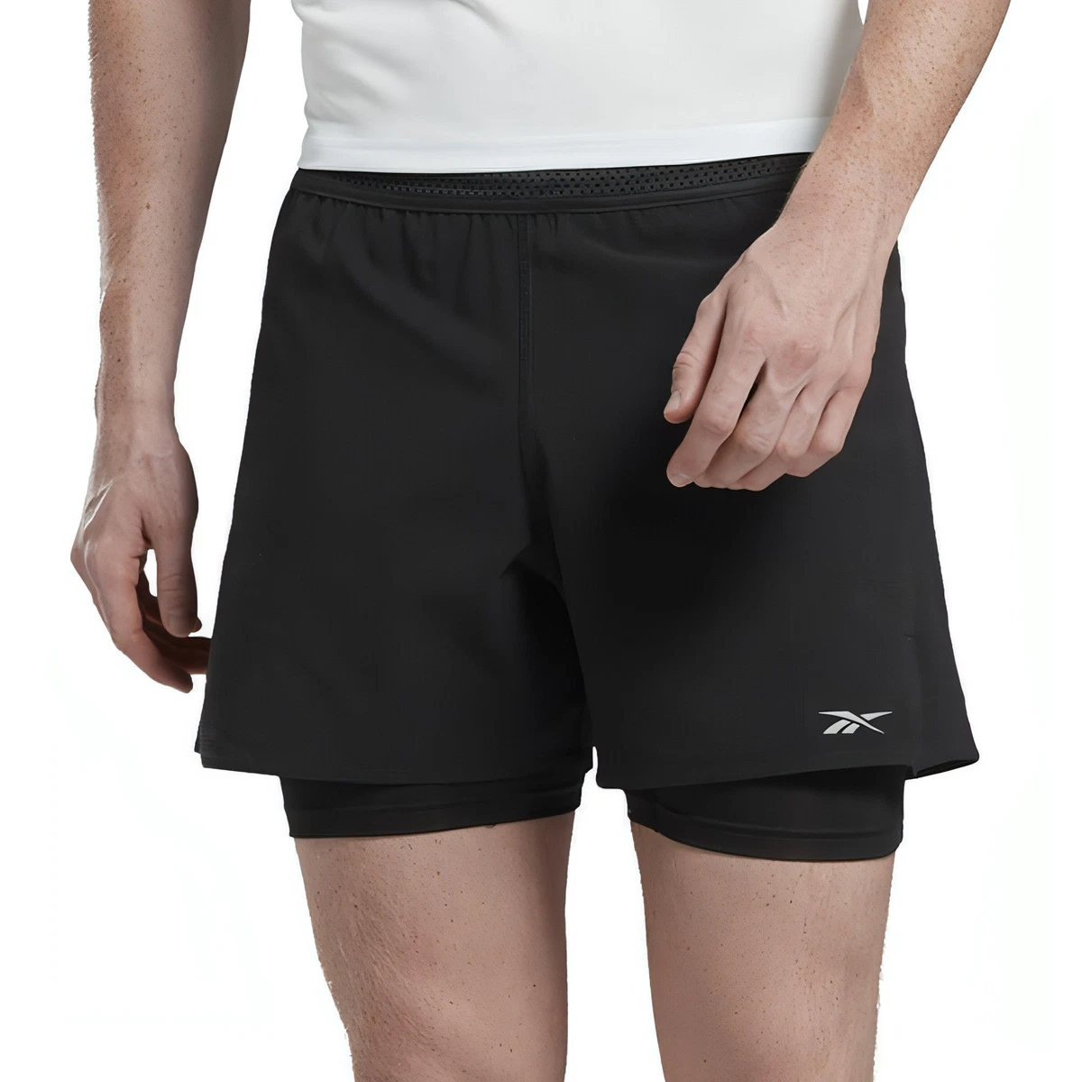 Reebok Mens One Series Epic 2 In 1 Running Shorts Black eBay