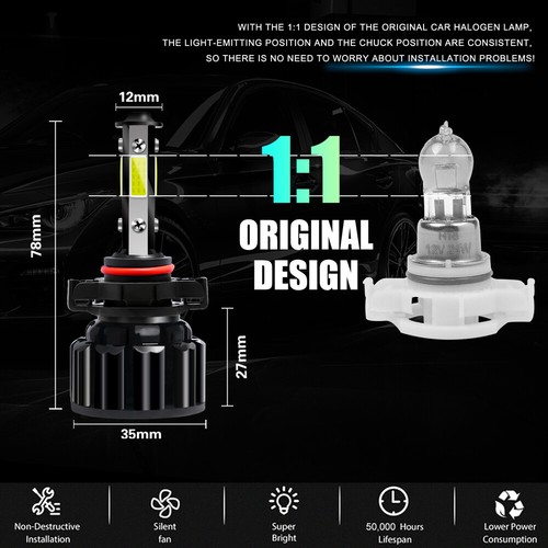 5202/H16 LED Fog Light Bulbs For Chevy Silverado 1500 2500HD 2007-2015 6000K - Picture 9 of 12