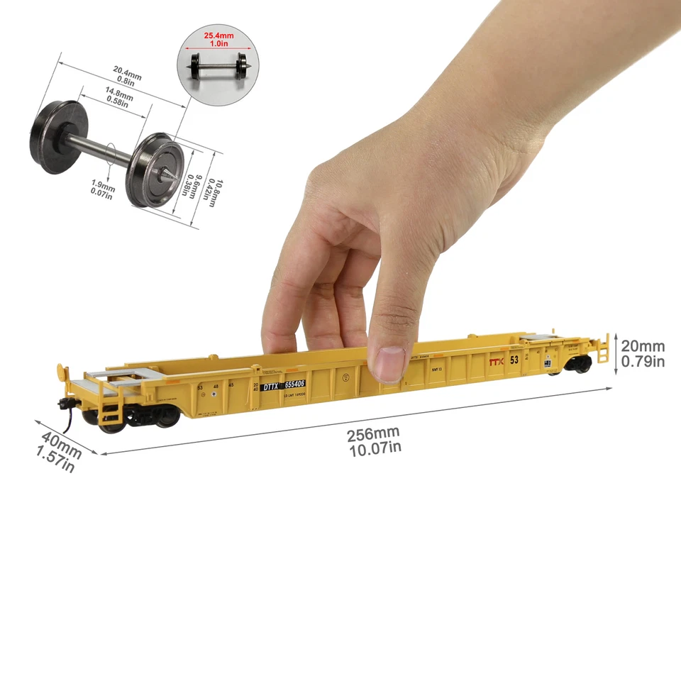 3pcs HO Scale 53ft Well Car 1:87 53' Concave Bottom Flat Cars C8759 - Image 2 of 4