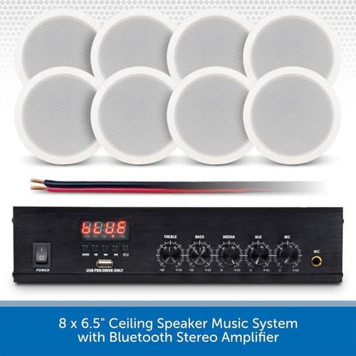 8 x Ceiling Speaker Stereo Bluetooth & Radio Music System Cafe Shop Restaurant - Picture 7 of 7