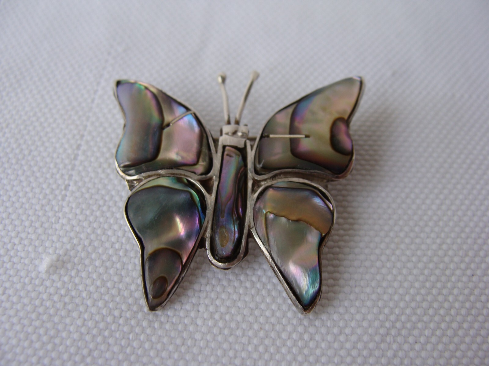 Vtg. 925 Solid Sterling Silver Abalone Shell Inla… - image 1