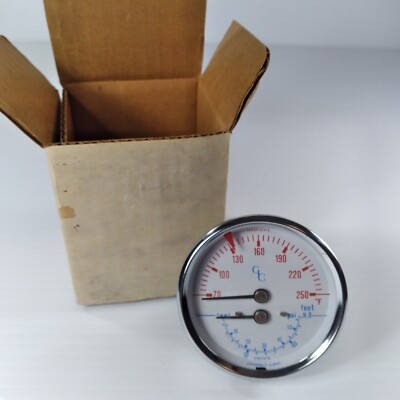 #ad Thermal Pressure Gauge 2 1 2quot; 1 4 NPT CBM 1.75quot; Stem 70 250F 60psi NOS $42.00