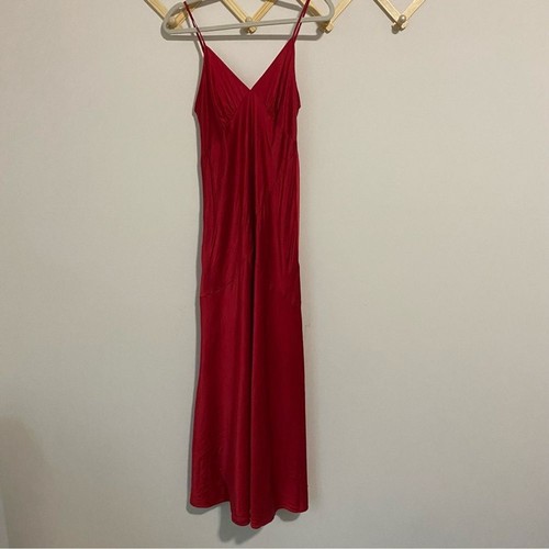 Victorias Secret Y2K Red Silk Maxi Slip Dress size Large