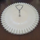 Vtg Fenton White 12.75” Milk Glass Ruffled Edge Pedestal Cake Plate Stand Handle