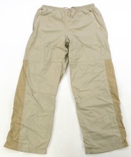 Rare VTG NIKE Cotton Lined Swoosh Spell Out Striped Track Pants 90s 2000s Tan L