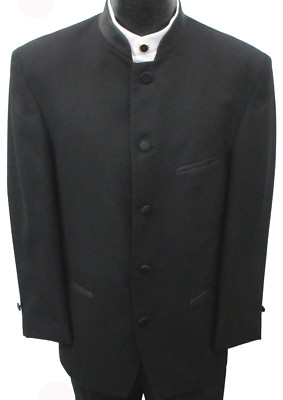 white mandarin collar jacket