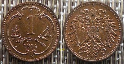 1 Heller 1914 Münzen Österreich/ Austria, vzgl- fast unz °