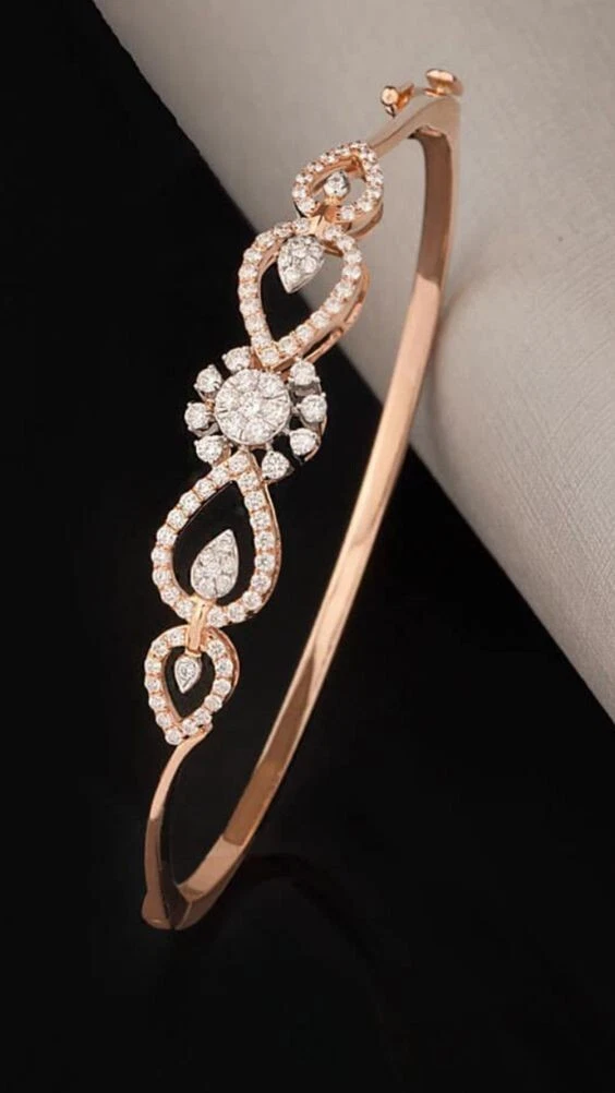 Gold and shop diamond bangle bracelet