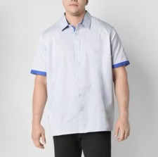 Shaquille O'Neal XLG Solid Big and Tall Mens Regular Fit Short Sleeve Button