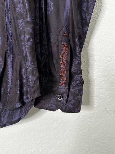 Robert Graham Shirt Men XL Multicolor Paisley Embroidered Flip-Cuff Long Sleeve - Picture 3 of 8