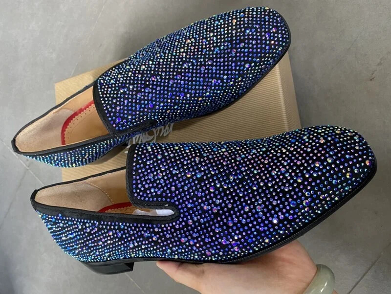 Suit Wearhouse Luxury Rhinestone Loafers Amazon.com | XQWFH Mens Rhinestone Loafers Velvet Tuxedo  main image 3