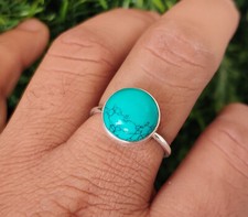 Blue Turquoise Ring 925 Silver handmade Jewelry WomenGift For Mom All Size Size