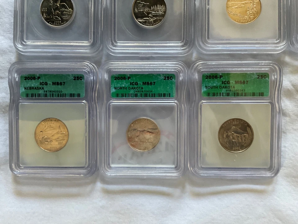 year 2005 & 2006 United States mint state quarters lot of 13 graded by ICG - Image 4 of 4