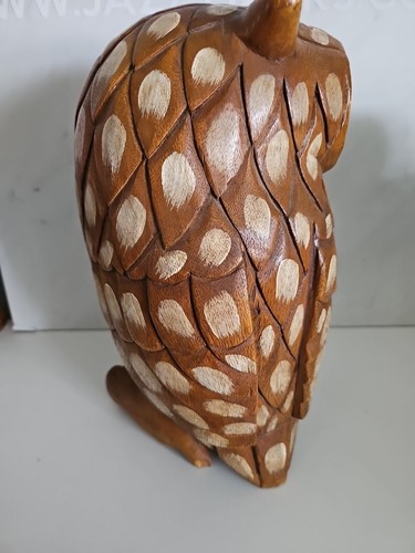 Vintage Carved Wooden Owl Sculpture Large - Solid Wood- 38cms Tall- 21cms Wide- - 第 8/10 張圖片