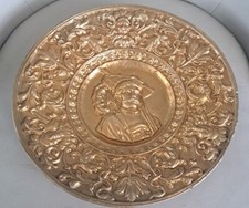 Vintage bemalte Metall Plakette Platte