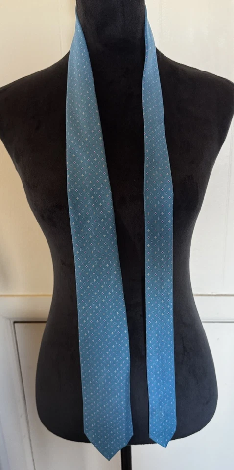 Corbata de seda Louis Vuitton Torques verde flor LV patrón monograma Foto 2 de 4